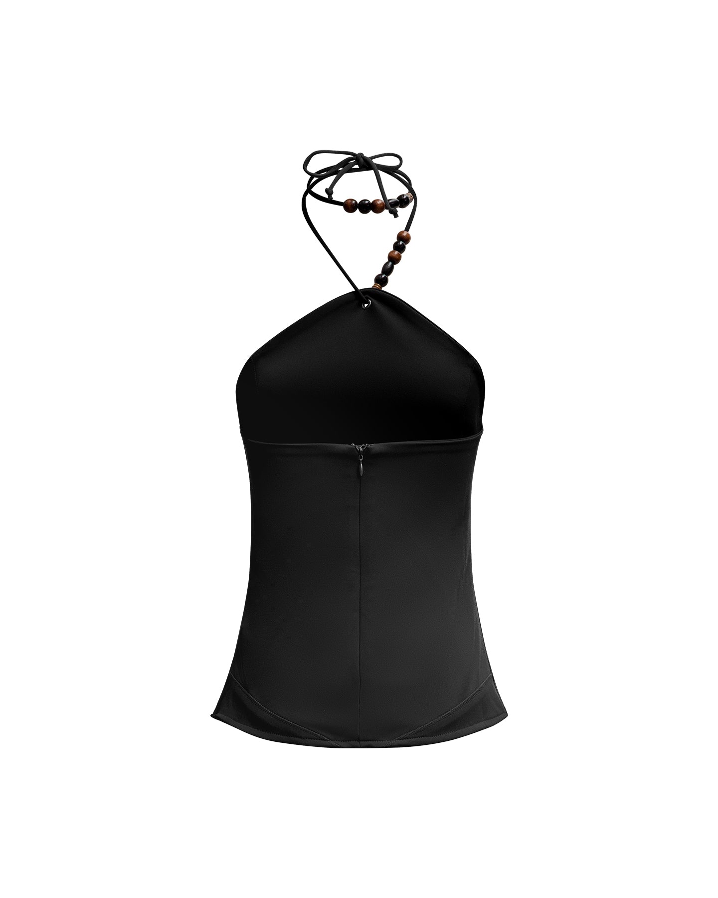 BEADS HALTER NECK TOP BLACK