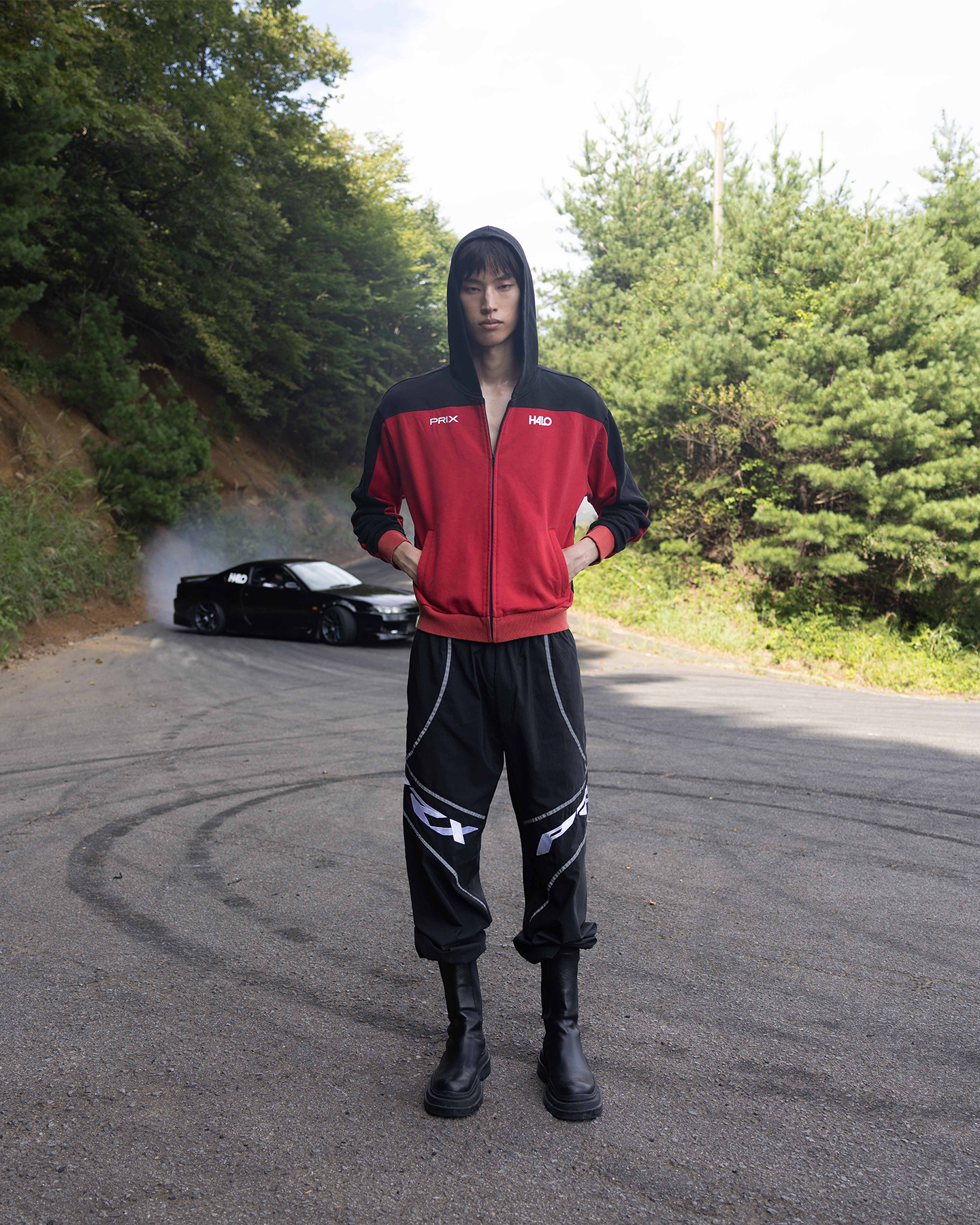 Two tone zip up top hoodie