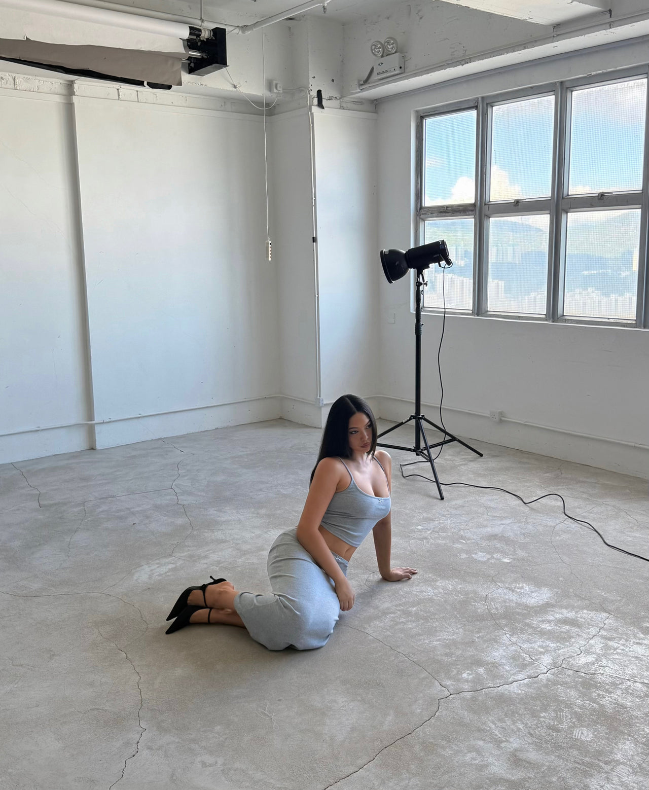 POINTELLE SKIRT HEATHER GREY