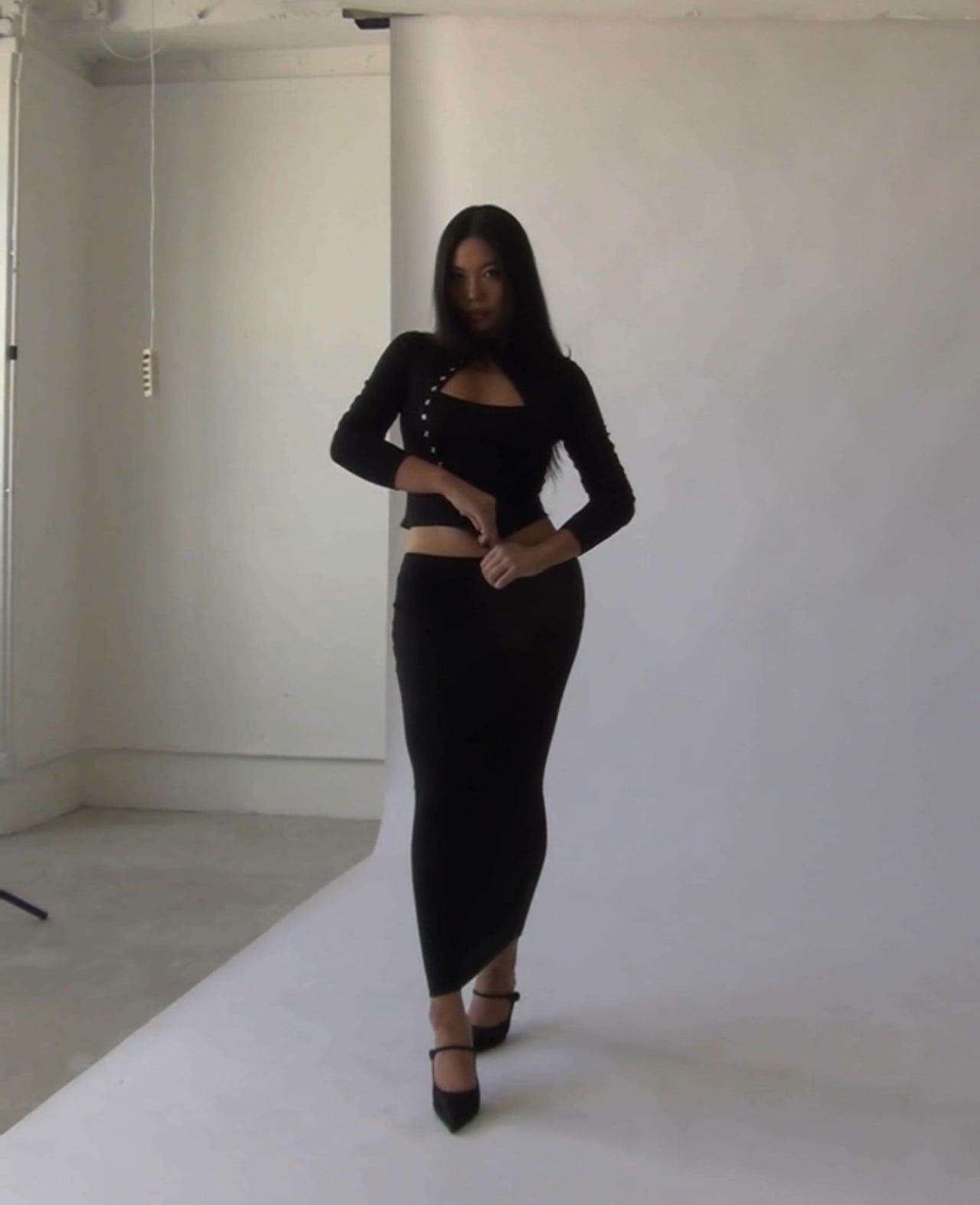 POINTELLE SKIRT BLACK