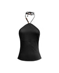 BEADS HALTER NECK TOP BLACK