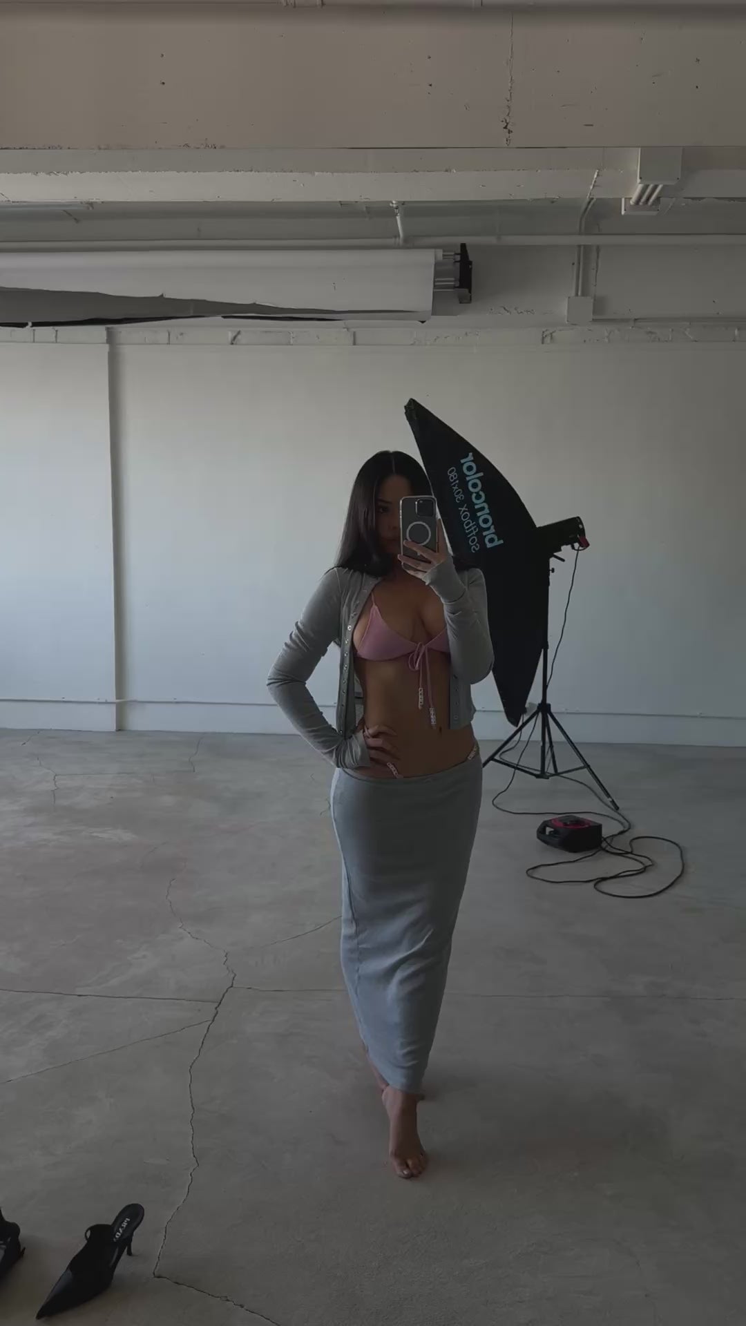 POINTELLE CARDI HEATHER GREY