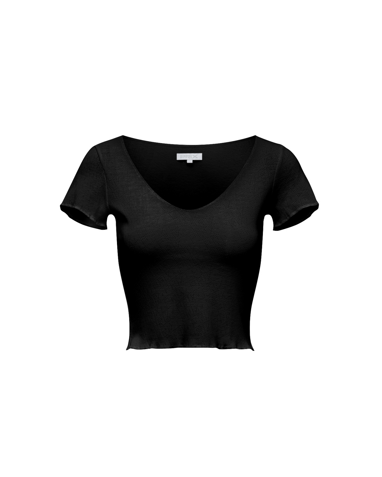 POINTELLE CAPSLEEVE TOP BLACK