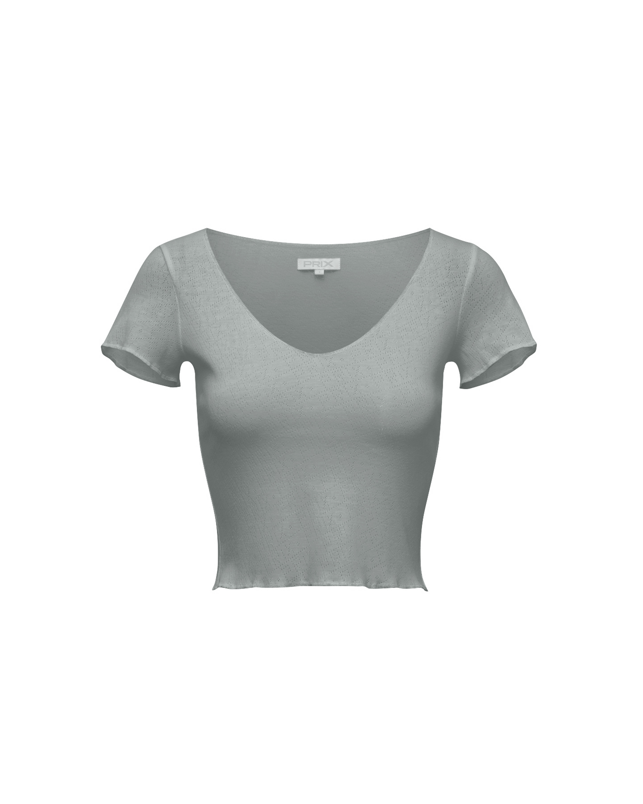 POINTELLE CAPSLEEVE TOP HEATHER GREY